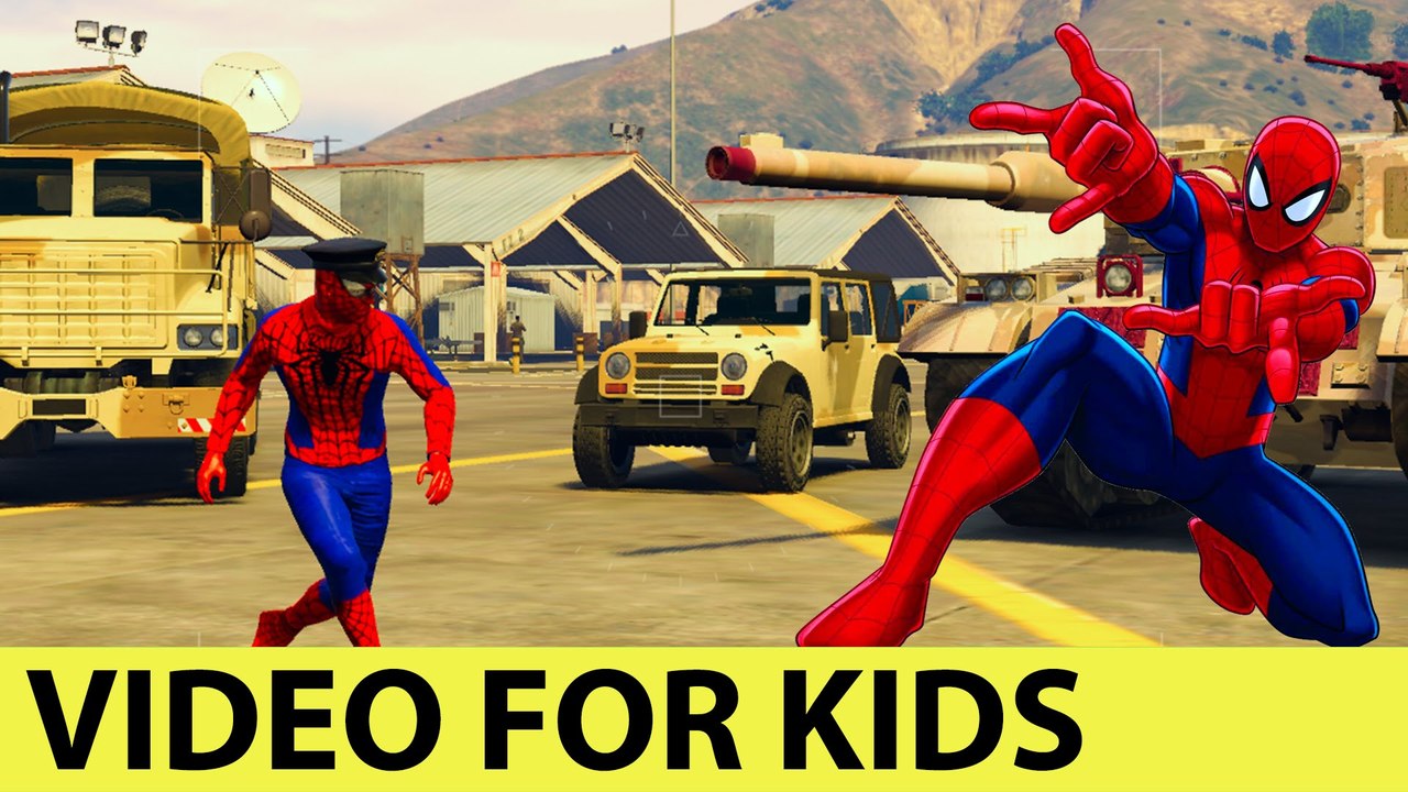 MILITARY TRUCKS and POLICEMAN SPIDERMAN for Kids Cartoon with Nursery Rhymes Songs for Children