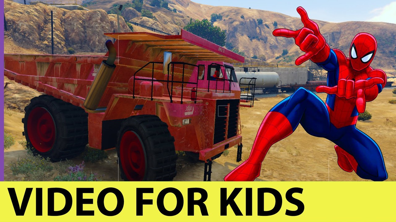 SPIDERMAN and COLOR DUMP TRUCKS Cartoon for Kids and Nursery Rhymes Song