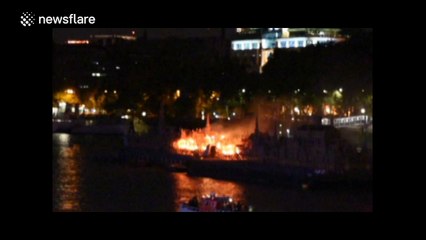 Replica model of the Old City of London goes up in flames