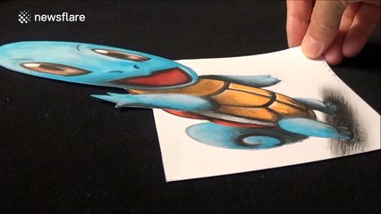 Artist creates 3D Squirtle from Pokemon Go