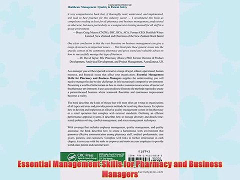 [PDF] Essential Management Skills for Pharmacy and Business Managers Popular Online