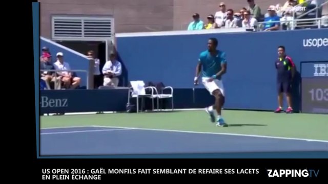 US Open 2016 : Gaël Monfils fait semblant de refaire ses lacets en plein échange