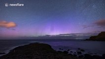 Northern lights observed from the Giant's Causeway