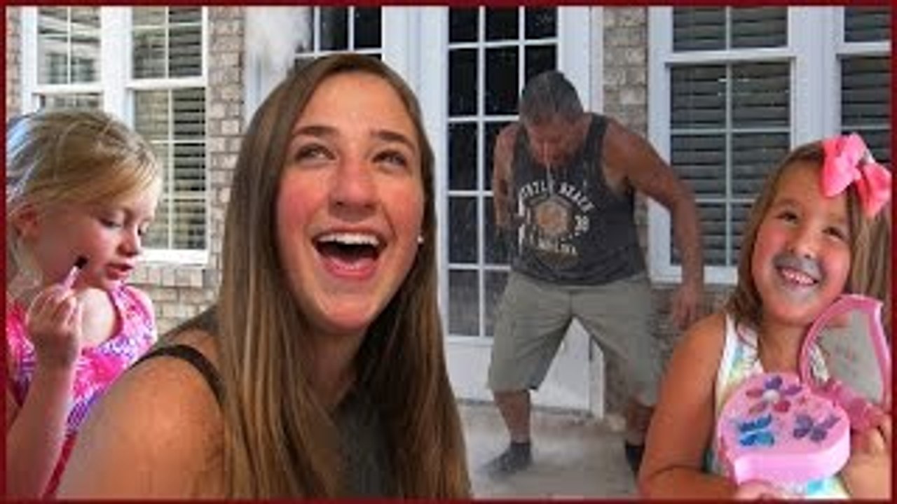Girls Do Water Dump Prank on Dad - Kids Makeup Fun Time