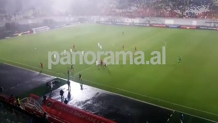 Moments when the match was interrupted Albania vs FYR Macedonia