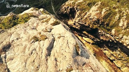 Stunning wingsuit flight down Norwegian fjord