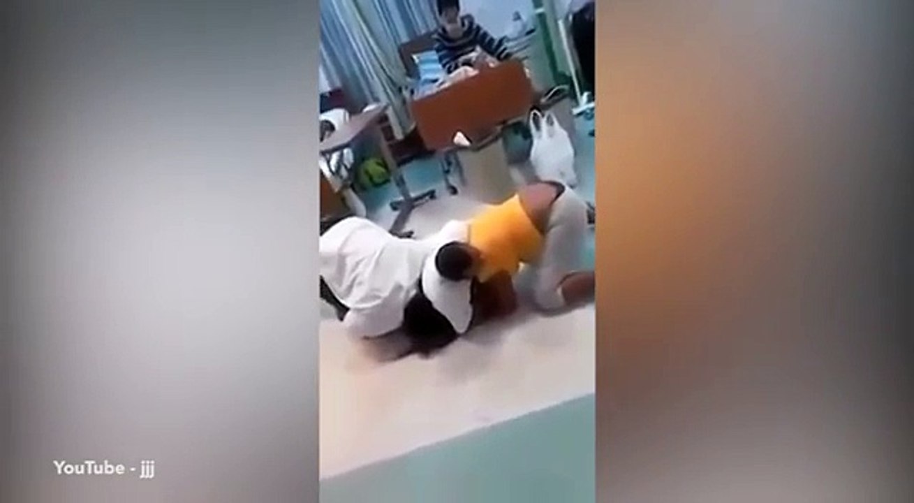 Unfaithful husband has to wrestle his wife and...
