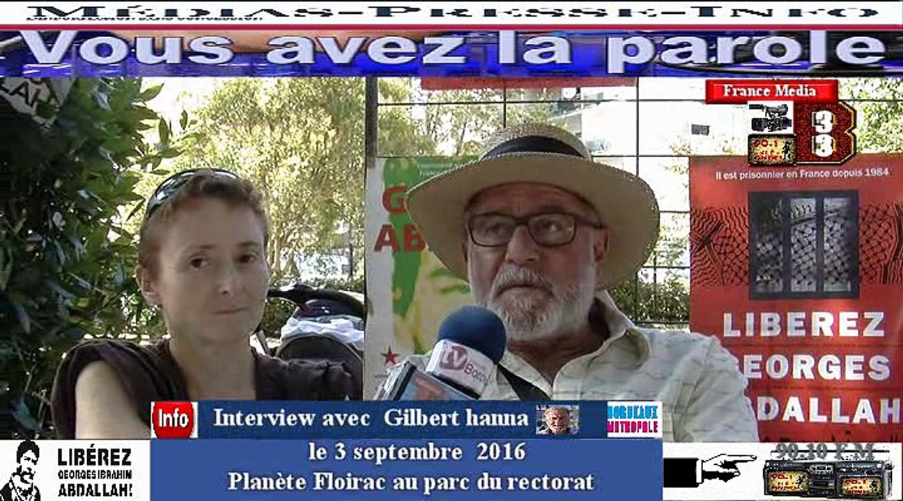 interview de Gilbert hanna à planète Floirac samedi 3 septembre 2016