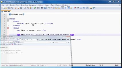 HTML5 and CSS3 Beginner Tutorial 4 - bold, italics, horizontal rule, and comments