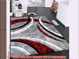 Designer Teppich mit Konturenschnitt Muster Gestreift Grau Schwarz Rot Meliert GrÃ¶sse:60x110