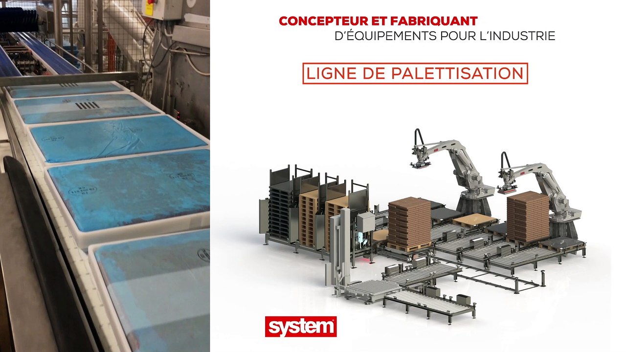 LIGNE DE PALETTISATION FABRIQUÉE PAR SYSTEM - FRANCE