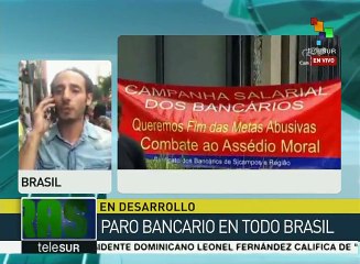 Trabajadores bancarios en huelga repudian golpe a la pdta. Rousseff