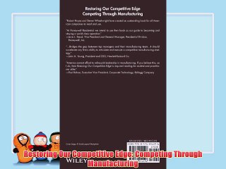 [PDF] Restoring Our Competitive Edge: Competing Through Manufacturing Popular Online