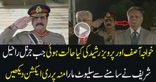 Funny Faces of Pervaiz Rasheed and Khawaja Asif During 6 September Ceremony