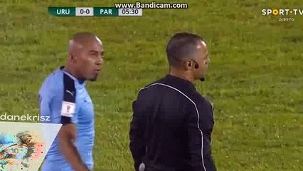 Diego Godin Makes Horror Foul - Uruguay vs Paraguay - World Cup Qualification - 06/09/2016