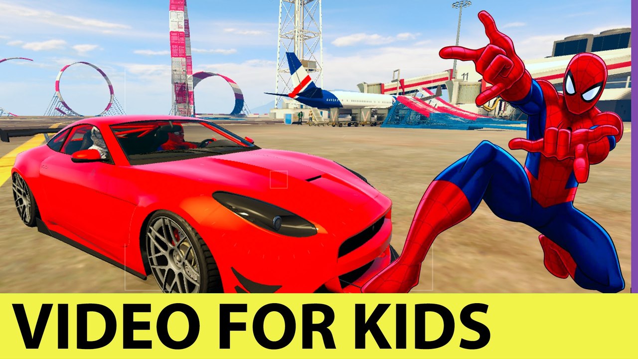 COLOR SPORTS CARS with Spiderman Cartoon For Kids and Nursery Rhymes Songs