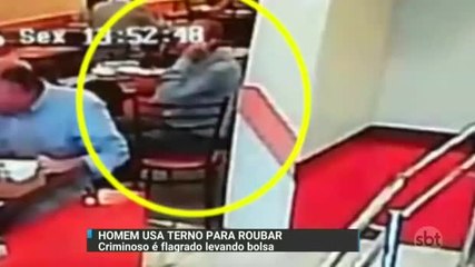 Polícia tenta localizar homem que usa paletó para roubar bolsas em restaurantes