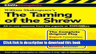 Read CliffsComplete The Taming of the Shrew  Ebook Free
