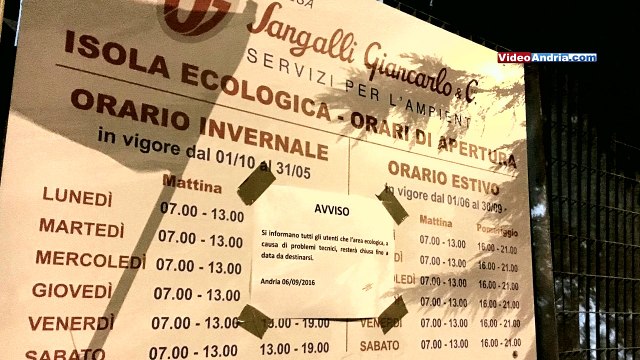 Chiude inaspettatamente l’isola ecologica di Andria, i rifiuti
