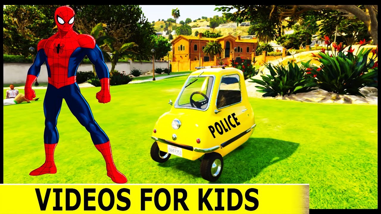 SMALL POLICE CARS with Spiderman in Cartoon for Kids and Nursery Rhymes Songs for Children