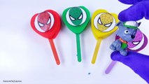 Learn Colors with Playdoh Spiderman Surprise Eggs Heart Lollipops Toy Surprises Best Kids Video