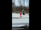 Kid fails sledding attempt