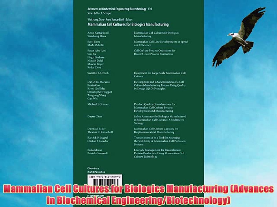 [PDF] Mammalian Cell Cultures for Biologics Manufacturing (Advances in Biochemical Engineering/Biotechnology)