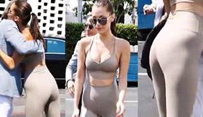 Bella Hadid - Shows off Hot Body in bodycon crop top and leggings(240p)