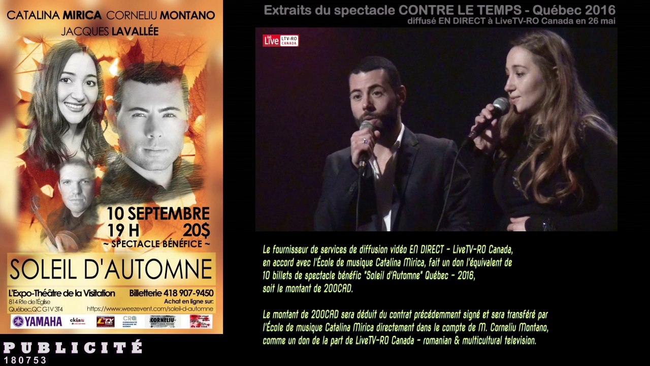 Publicité | Spectacle benefice Soleil d'automne Québec 2016-09-10