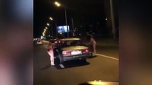 Russian women strip to their underwear and beg people for money to buy clothes