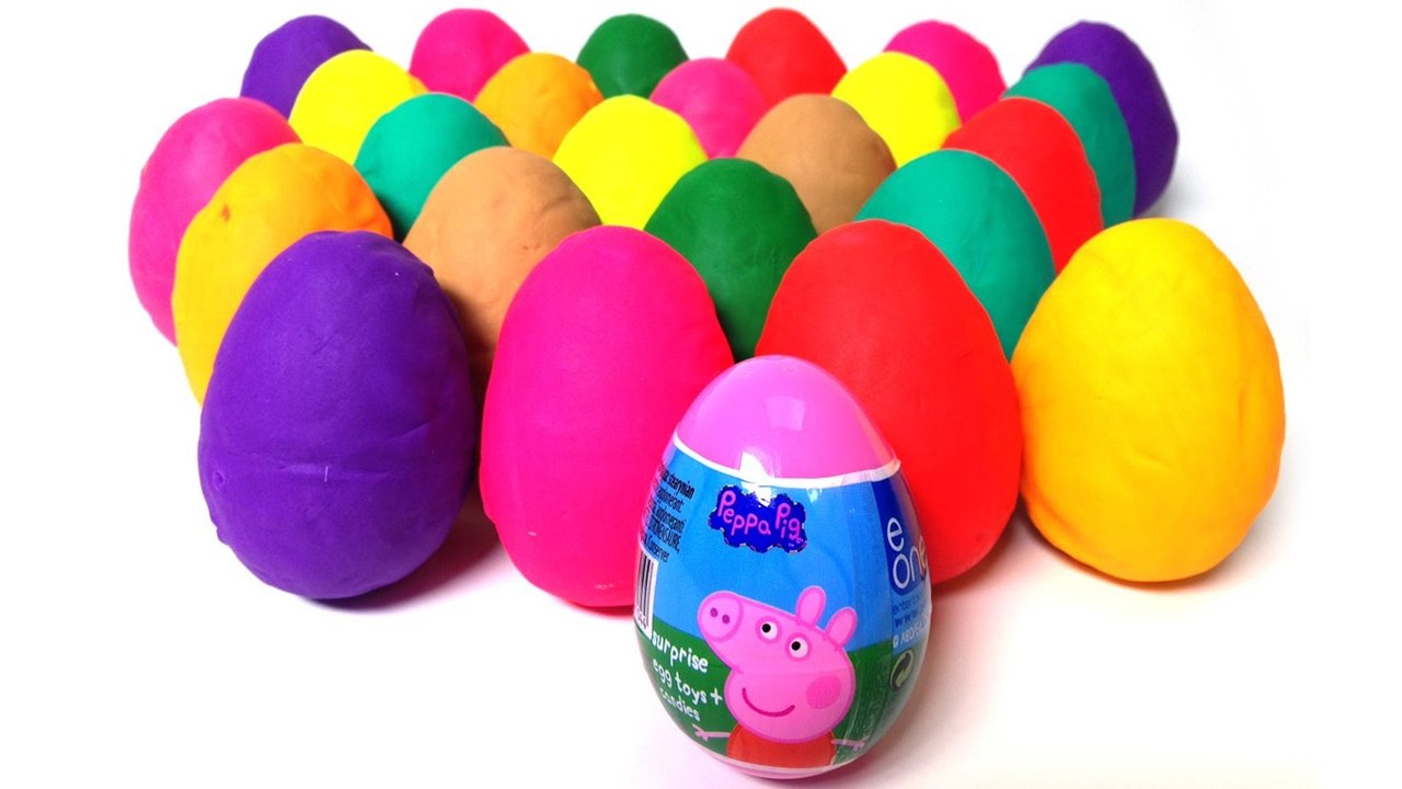 Play Doh Surprise Eggs Peppa Pig español toys Fun and create video for kids