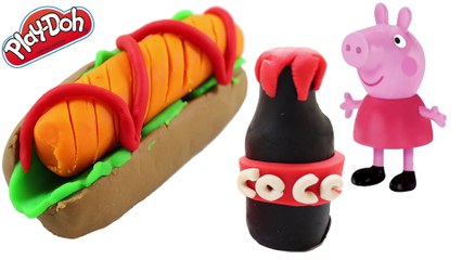 Play Doh Stop Motion Create Hot Dog & Bread Cake For Peppa Pig Toys