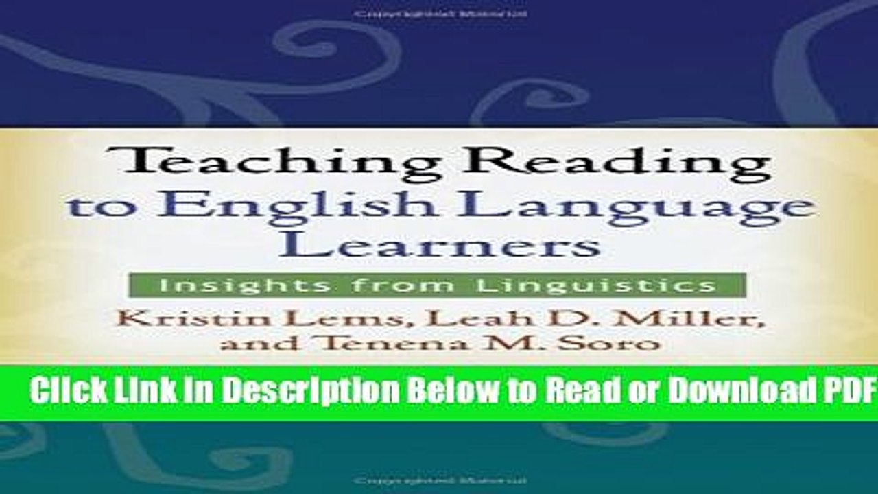 [Download] Teaching Reading to English Language Learners: Insights from Linguistics Free New