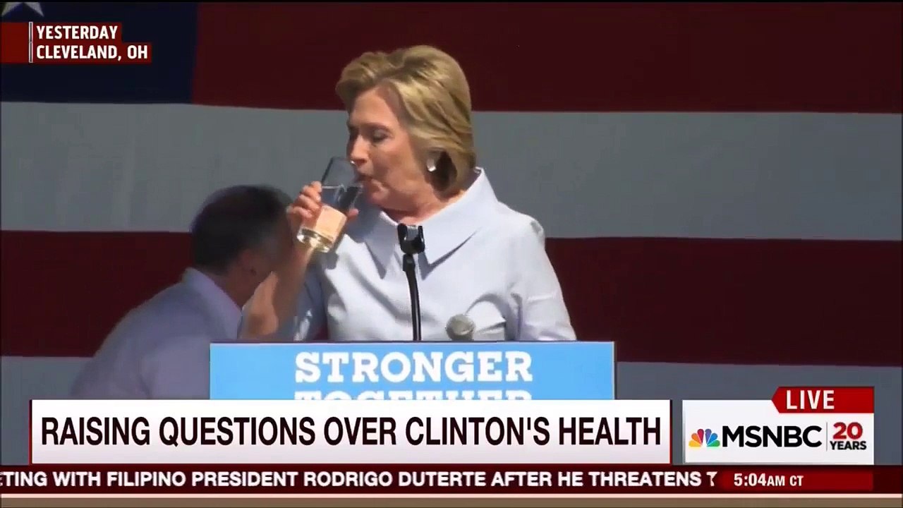 Hillary Clinton Pukes into Glass of Water During Speech in Cleveland Ohio