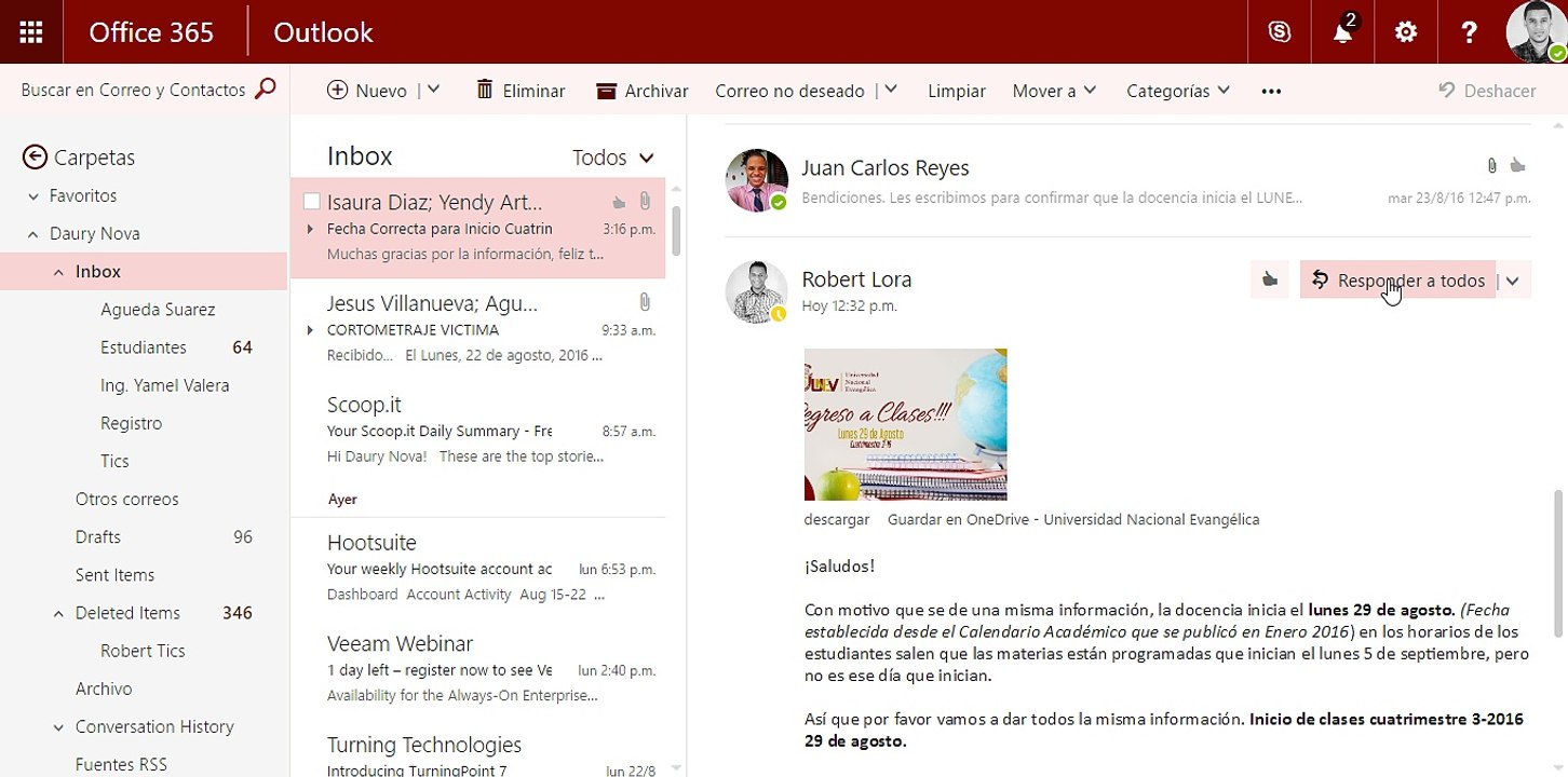 Como responder los mensajes masivos en Office 365