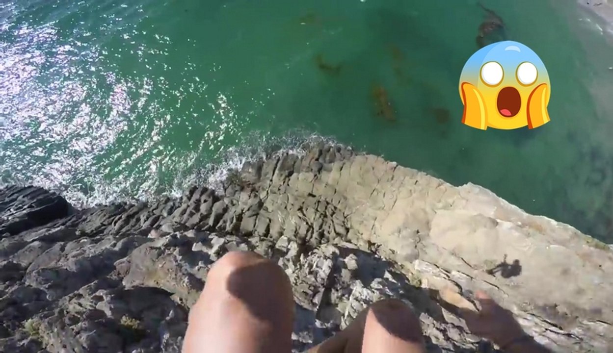 En sautant d'une falaise il frole la mort