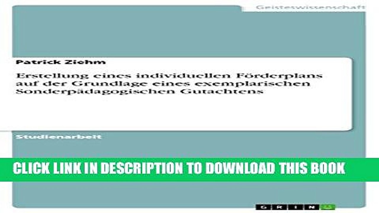 [Read PDF] Erstellung eines individuellen FÃ¶rderplans auf der Grundlage eines exemplarischen