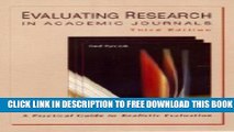 New Book Evaluating Research in Academic Journals: A Practical Guide to Realistic Evaluation