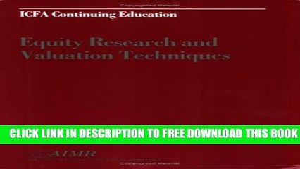 Collection Book Equity Research and Valuation Techniques: Proceedings of the Aimr Seminar "Equity