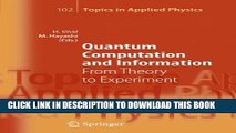 [PDF] Quantum Computation and Information: From Theory to Experiment (Topics in Applied Physics)