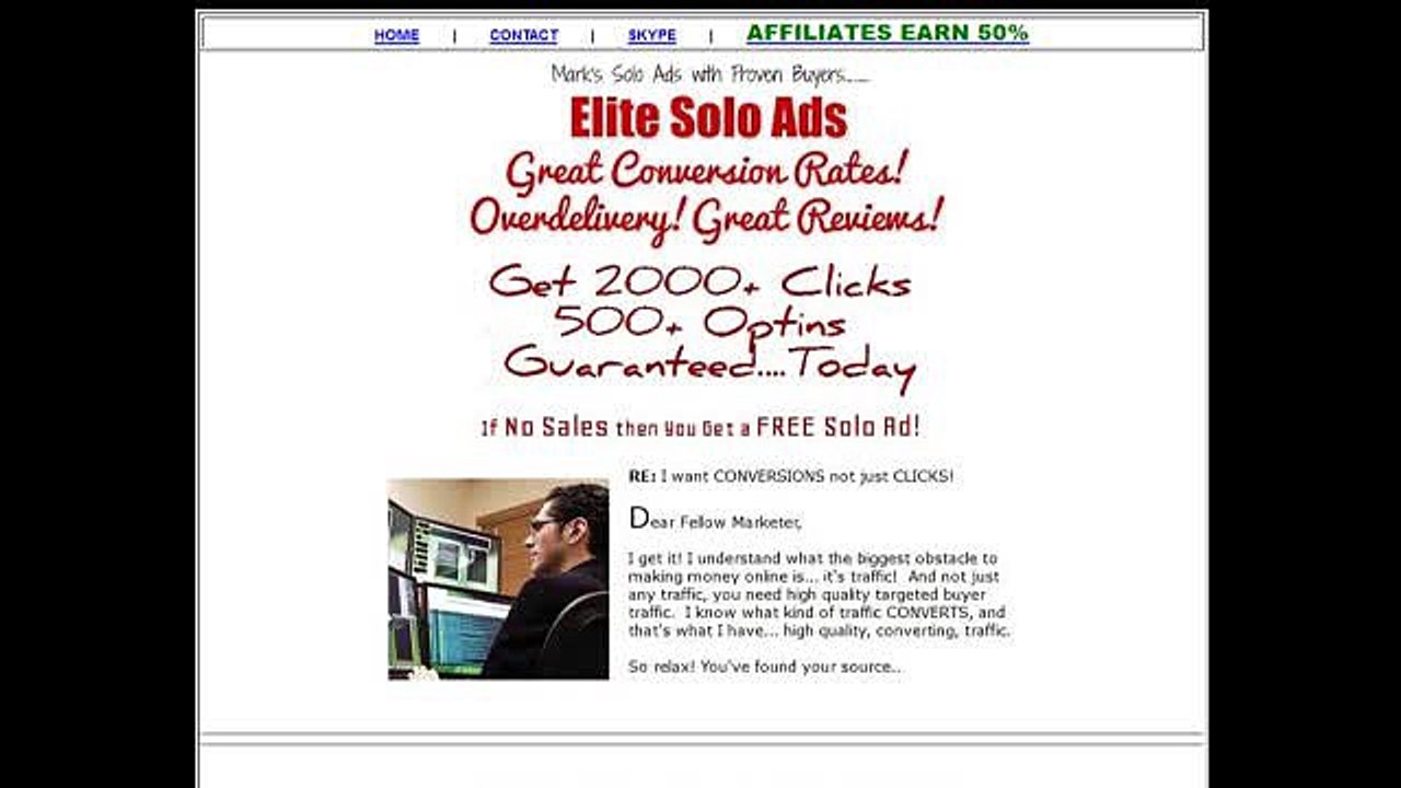 1 Mark's Elite Solo Ads - You Get 2000 Clicks.500 Optins Today