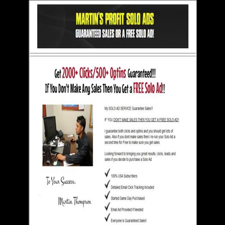 1 Martins Solo Ads - Get 2000+ Clicks.500+ Optins Today