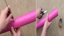 He Starts By Poking Holes In A Pool Noodle, But Watch What He Stuff Inside… So Brilliant!