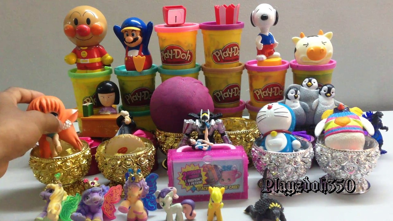 SURPRISE EGGS with Surprise ToysPLAYZ DOH,My Little Pony Horses,Godzilla Monster,Shopkins