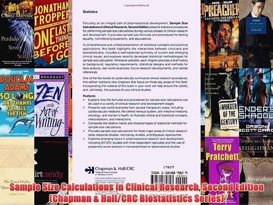 [PDF] Sample Size Calculations in Clinical Research Second Edition (Chapman & Hall/CRC Biostatistics