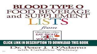 Collection Book Blood Type O Food, Beverage and Supplemental Lists
