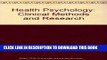 New Book Health Psychology: Clinical Methods and Research