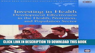 Collection Book Investing in Health: Development Effectiveness in the Health, Nutrition, and