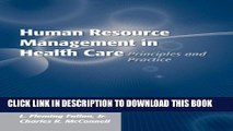 New Book Human Resource Management In Health Care: Principles And Practice