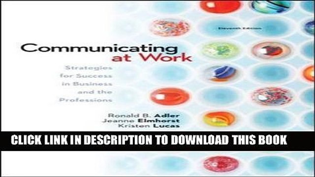 [PDF] Communicating at Work: Strategies for Success in Business and the Professions Full Colection